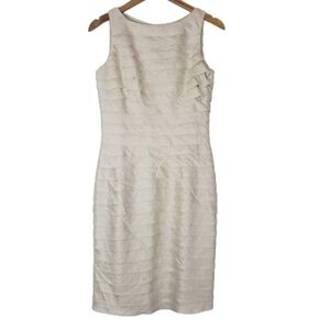 Adrianna Papell ivory ruffled dress